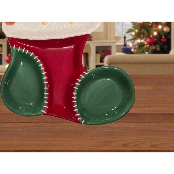 Fitz and Floyd Essentials Holiday Children's Set Stocking 3 Sectioned Server - Picture 3 of 5